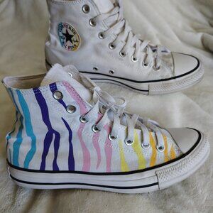 Women’s Size 9- Converse Chuck Taylor All Star  rainbow  stripe High Top
